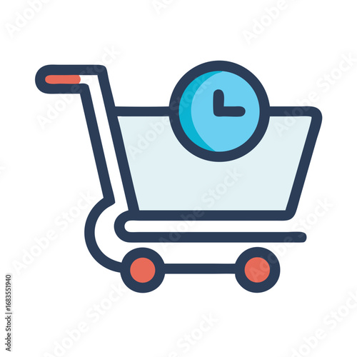 Time-sensitive shopping cart icon for delivery speed concept