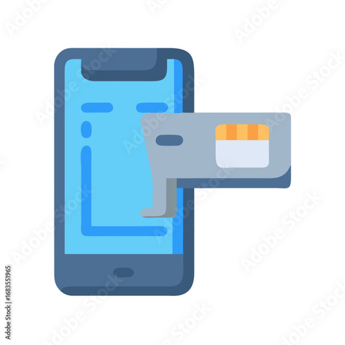 Mobile phone showing incoming SIM card update notification icon