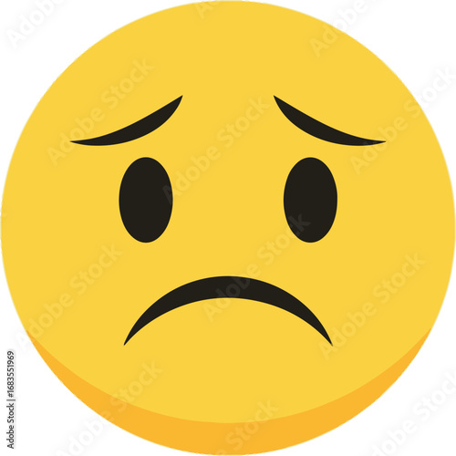 This illustration shows a simple, yellow circular emoticon with a downturned expression.