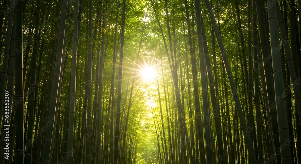 Naklejka premium Bamboo Grove Sun Rays