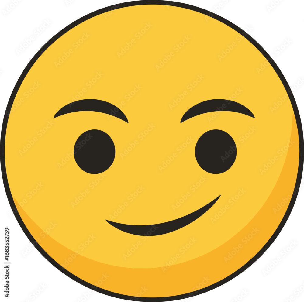 Fototapeta premium A close-up view of a pixel art smiley face, rendered in a vibrant yellow hue. The face features simple yet expressive black eyes and a subtly mischievous upturned mouth.