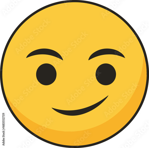 A close-up view of a pixel art smiley face, rendered in a vibrant yellow hue. The face features simple yet expressive black eyes and a subtly mischievous upturned mouth.