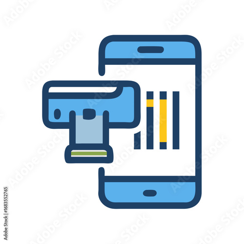 Mobile payment processing, illustration of contactless financial transaction