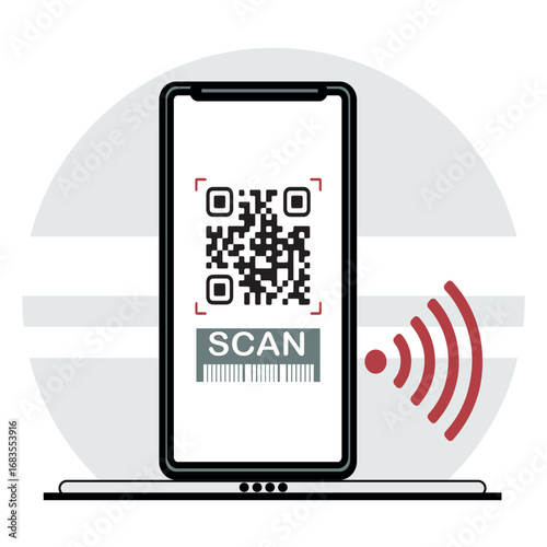 QR code scan mobile payment vector icon