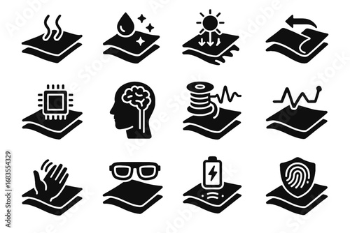 Charging textiles cloth reality icons vector authentication neural icon fabric smart display