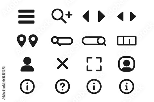 Pointers info vector toggles buttons virtual controls fullscreen gallery icon help icons
