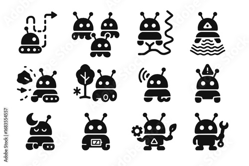 Avoidance icon vector terrain multitasking eco scanning adaptive robot transmission mode sleep