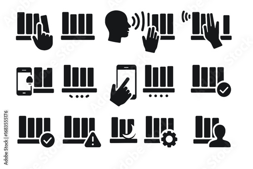 Gesture icons vector recognition profile system smart connectivity bookshelf icon user mobile