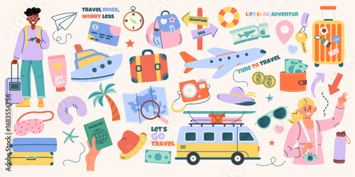 Adventure Travel Icons Journey, Explore, Relax, Enjoy