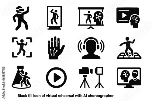 Dance vr vector device headset feedback virtual smart markers button ar icon