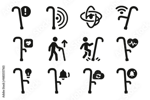 Icons vector beam alarm icon memory notification cane prevention smart proximity rate