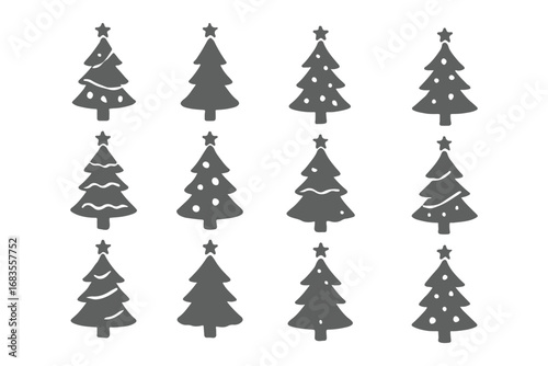 set of Christmas trees