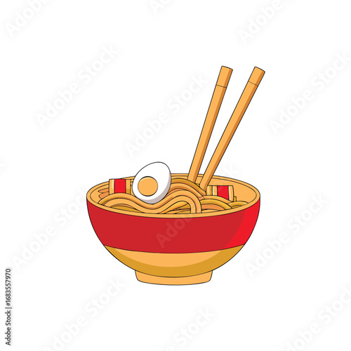  ramen  illustration japan noodle eps vector on white background
