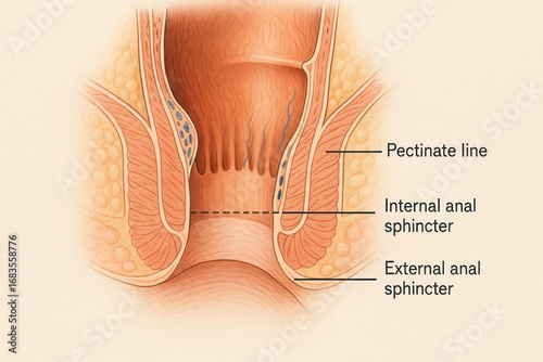 Anatomy of the Anus and Rectum, Illustration of the anal sphincter muscles [Illustration]