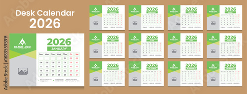 Stylish Monthly Desk Calendar Template 2026