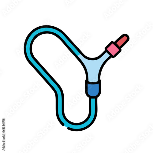 Medical tubing illustration on black background minimal art design