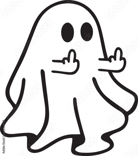 Funny ghost showing middle finger