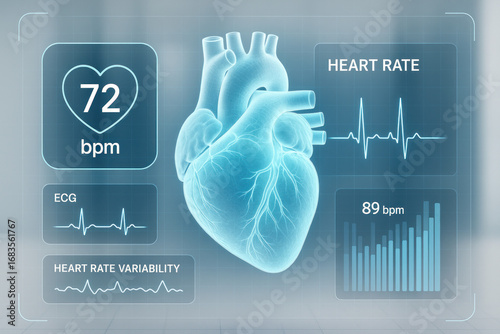Heart Monitor Display with Heart Rate, ECG, and Variability - Illustration