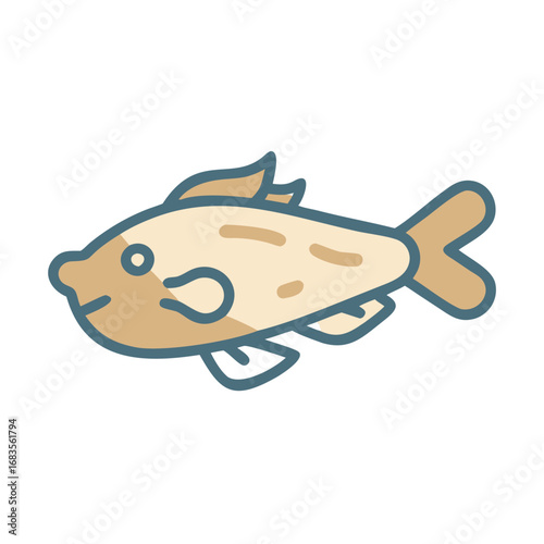 Cartoon fish illustration isolated on black background stock image