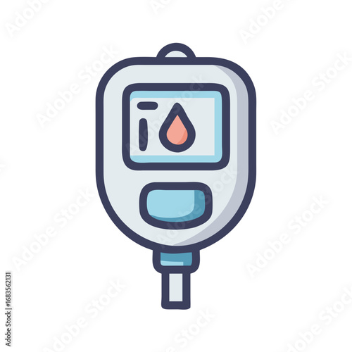 Stylized icon of glucometer for diabetes control monitoring