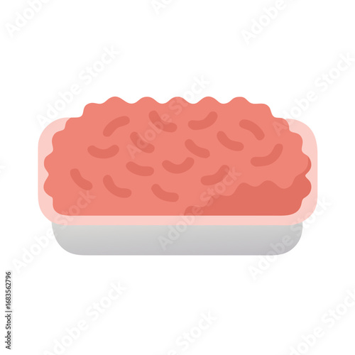 Flat illustration of minced meat in gray container