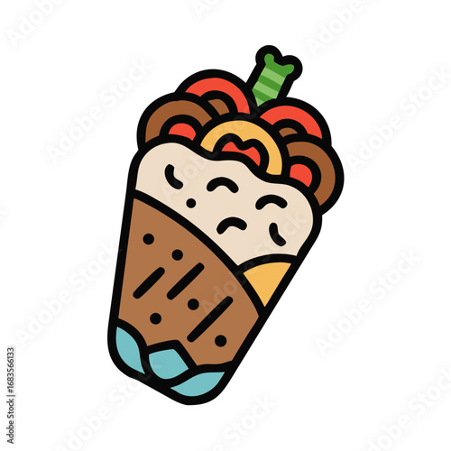 A stylized shawarma wrap icon on a black background