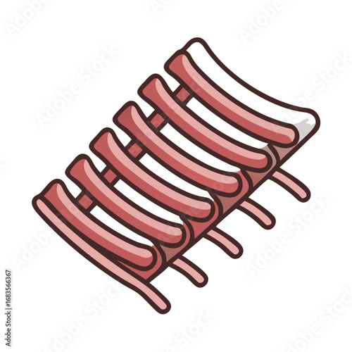 Cartoon rib rack illustration on a dark background design