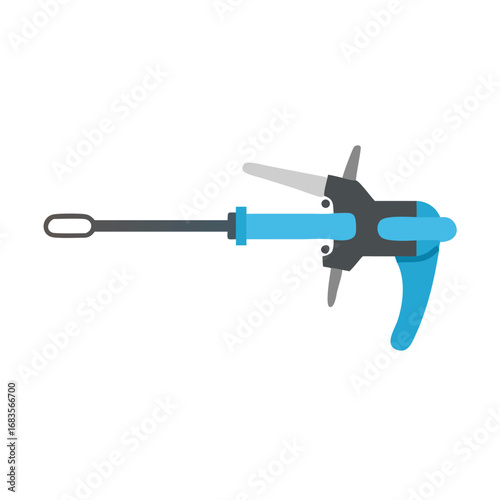 Flat vector image of blue caulking gun on black