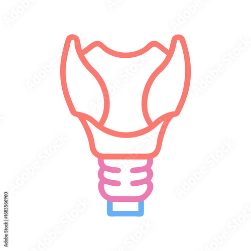 Colorful stylized thyroid gland on black backdrop illustration