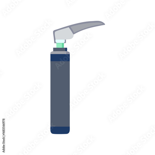 Laryngoscope blade and handle illustration on black backdrop