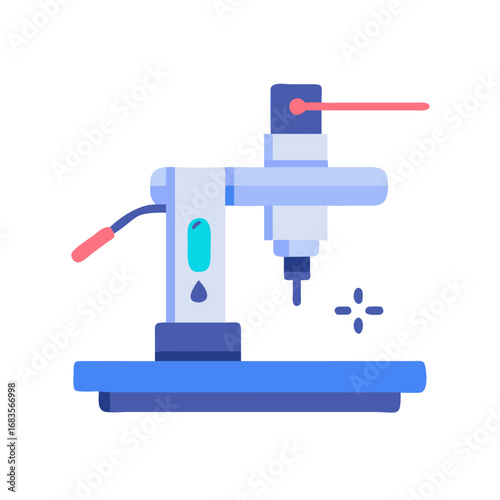 Stylized CNC Machine on Black Background for Industrial Illustrations