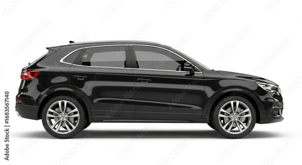 Obraz premium Sleek black SUV with modern design ready for adventure on open roads and family trips, showcasing style