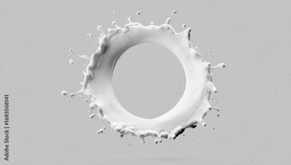 Obraz premium Milk splash forms a perfect circle against a neutral backdrop