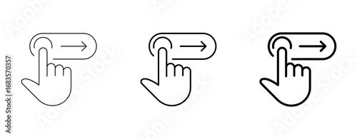 Digital Unlock or Slider. Slide to Unlock. Sliding with finger icon set for design