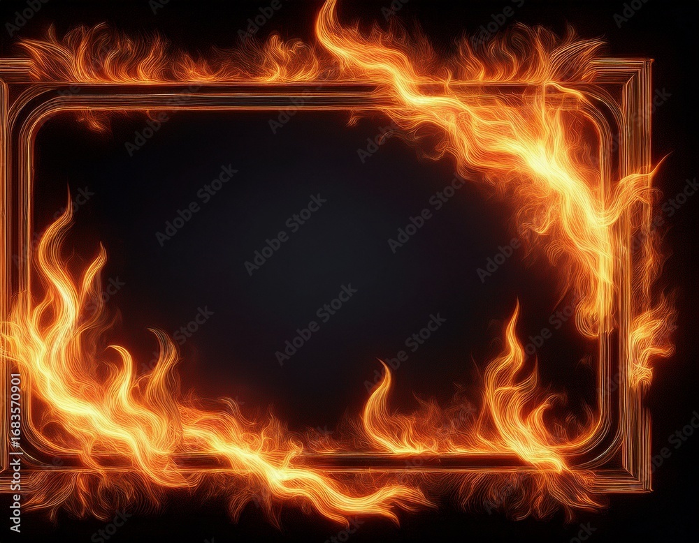 Fototapeta premium burning fire flames frame border