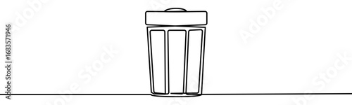 Trash bin sign. Symbol of waste management, recycling, sustainability and environmental awareness, vector illustration in continuous line style