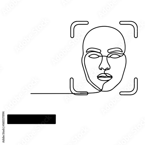 Facial recognition technology concept vector illustration human face scan security technology