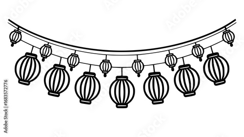Festive lantern string lights create a celebratory atmosphere for parties holidays and events.