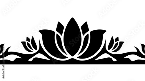 Elegant black lotus flower border design for sophisticated branding and decorative accents