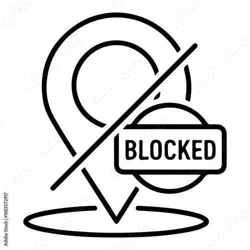 Location blocked icon vector graphic scalable illustration for navigation apps