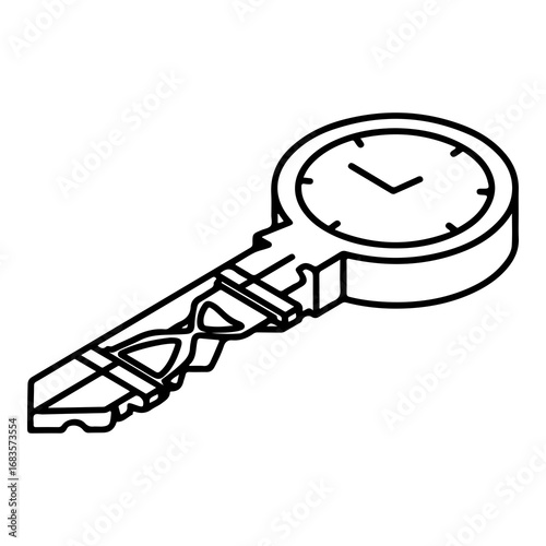 Vector illustration of a time key concept symbol representing timeliness and opportunity