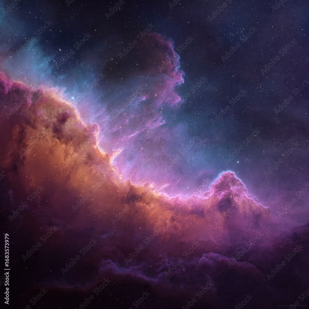 Fototapeta premium Cosmic nebula, vibrant hues of space