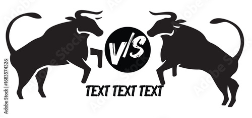 vector illustration of  bull vs bull , fight icon