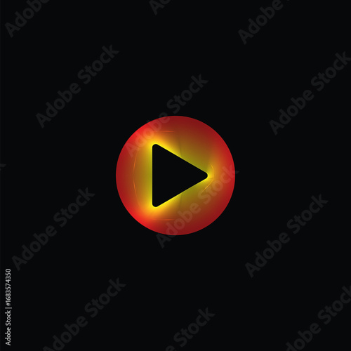 A simple glossy white play button icon for a video or audio player on a black background