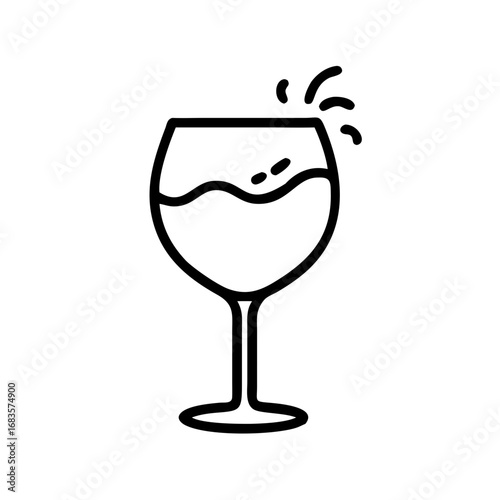 Vector art of a simple wine glass illustration with a splash on a, perfect for minimalist designs, wine blogs, or elegant event invitations