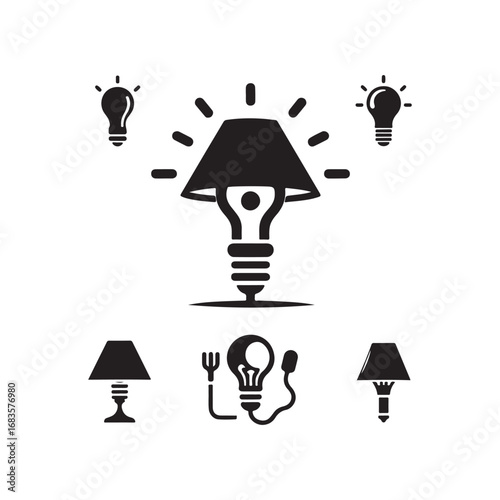 lamps vector silhouette outline logo design concept illustration