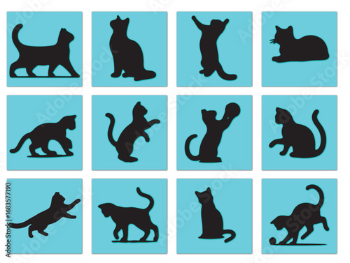 vector illustration of playing  cute cat icon