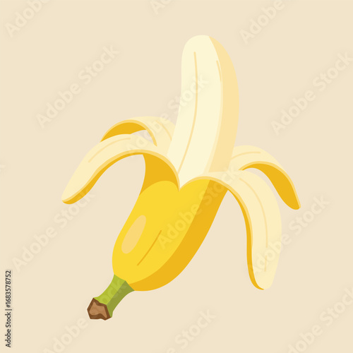 Banana icon set isolated vector illustration. Peel bananas, yellow fruit and a bunch of bananas. Tropical fruits, banana snacks or vegetarian nutrition.