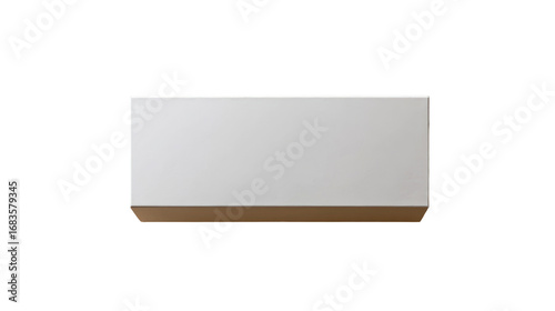 Simple, rectangular, light beige and white  box,  flat top