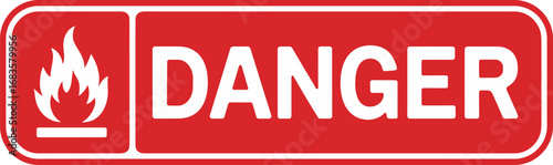 Red danger sign with fire symbol warning of flammable materials